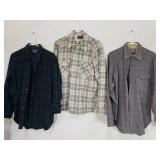 Three vintage Pendleton button wool flannel