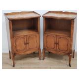Pair of contemporary walnut veneer nightstands