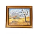 Vintage framed oil painting on canvas