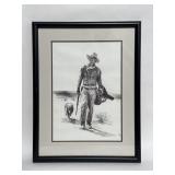Framed print of a Martin Bettin charcoal sketches
