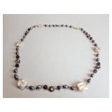 Pearl, amethyst and silver necklace