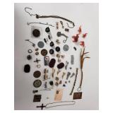 Group of costume jewelry, cufflinks, and stone