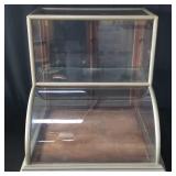 Antique wood and metal display case with curved