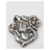 Art Nouveau sterling silver top girl with poppy