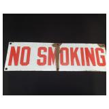 Vintage enamel and porcelain no smoking sign