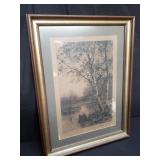 Jame Edward Grace 1883 etching "Forest Clearing"