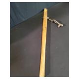 Antique wood and metal barbed wire fence