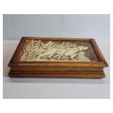 Incolay stone and oak retriever jewelry box