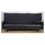 Modern leather and woven sofa