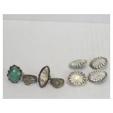 Sterling silver ring, 3 silver rings and 4