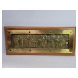 Brass and wood Judiaca relief wall plaque