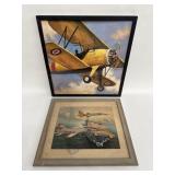2 framed airplane prints