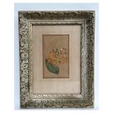 Framed hand-colored antique engraving