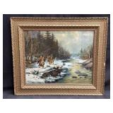Framed antique lithograph dated 1909 subject