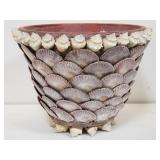 Seashell and ceramic planter pot
