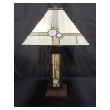 Vintage mission oak style stained glass table lamp