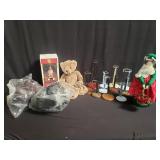 Group of dolls and gnome garden statue