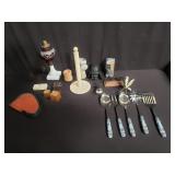 Box of lamp, vase, lamp, etc