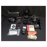 Group of cameras and accessories