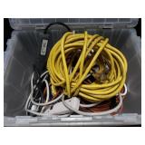 Box of power bars and extention cords