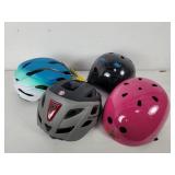 Group of bicycle helmets