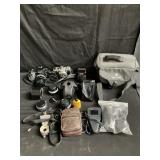 Vintage cameras and accessories box lot Olympus