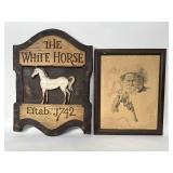 Hanging foam tavern sign & framed print of Jim