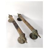 Pair of large ornate brass door handles