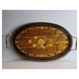 Vintage Italian floral inlay serving tray
