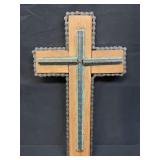 Handcrafted mixed-media cross wall art