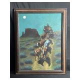 Framed signed Babin oil on canvas western themed