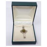 Sterling silver Celtic knot cross pendant with