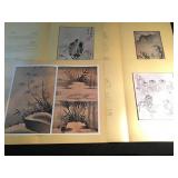 4 vintage Asian prints with folio leaf folders