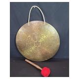 Vintage Tibetan engraved brass flower of life