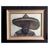 Framed signed pastel on paper Mexican portrait