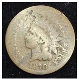1870 Indian Head Penny Cent Coin.