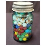 Jar of vintage marbles