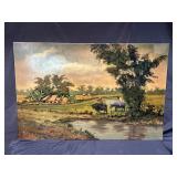 Signed South East Asian epoxy sealed acrylic on