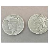 Pair of 1923 Peace silver dollars