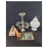 Box of miscellaneous glass epergne as is,
