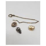 14k gold dental, and deer pin with diamond