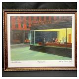 Framed print on board "Nighthawks" by Edward