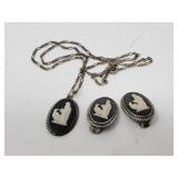 Vintage sterling silver Wedgwood black jasperwar