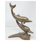 Vintage Mid-century Modern brass dolphin sculpture