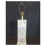 Vintage wood and tiles quadrilateral table lamp