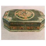 Antique hand-tooled leather jewelry box