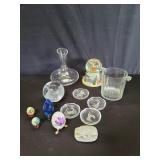 Miscellaneous glass coasters, ice bucket,  glass