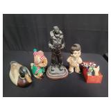 Porcelain dolls, composite figurine, wood duck