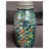 Jar of vintage marbles
