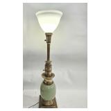 Stiffel celadon green ceramic and brass table